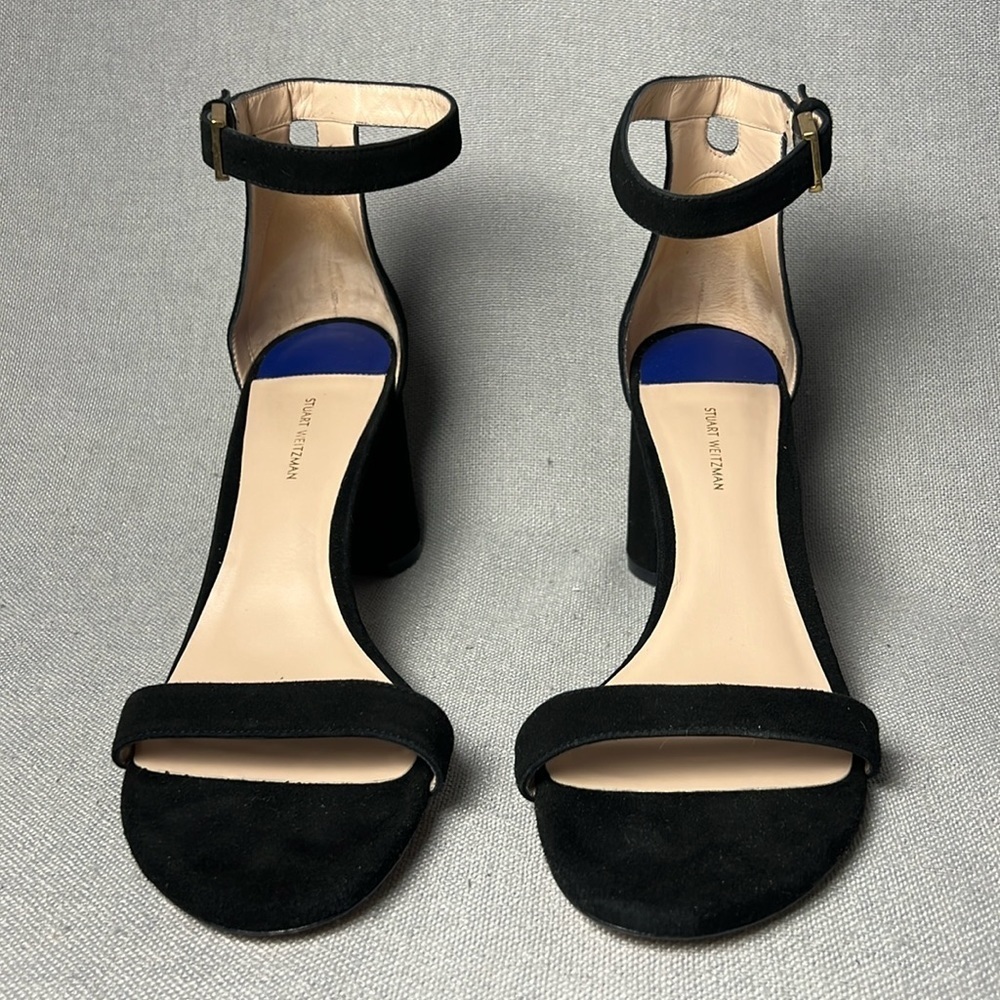 Stuart Weitzman women’s Lessnu Sandal black suede size 10 - Picture 2 of 9